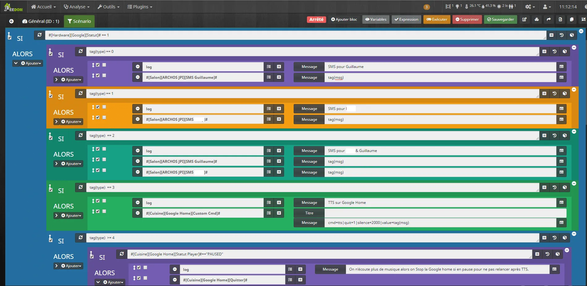 Envoi des Notifications dans Jeedom